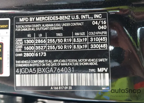 2016 Mercedes-Benz Gle 350 from USA, damaged, VIN 4JGDA5JBXGA764031